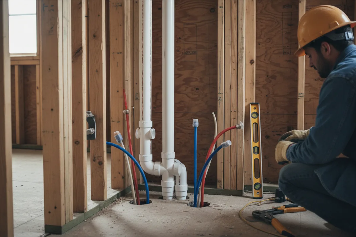 Drain and supply rough-in during Drain Cleaning in Manchester